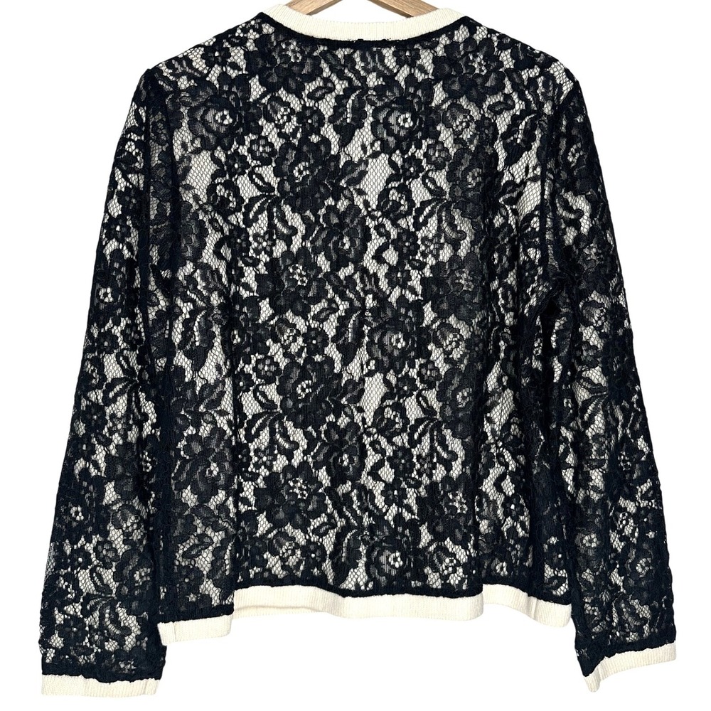 NWT Talbots Floral Lace Cardigan Ivory Black S - Picture 3 of 11